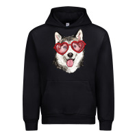 Black husky with love glasses Urban Hoodie - RanaPortraitStore