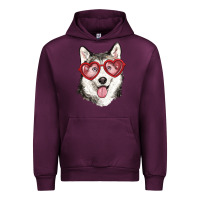 Mauve Wine husky with love glasses Urban Hoodie - RanaPortraitStore