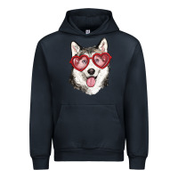 Navy husky with love glasses Urban Hoodie - RanaPortraitStore