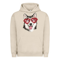 Pigment French Oak husky with love glasses Urban Hoodie - RanaPortraitStore