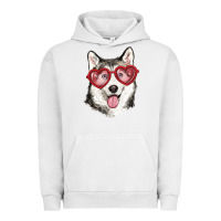 Pigment Lunar Rock husky with love glasses Urban Hoodie - RanaPortraitStore