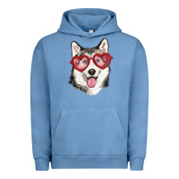 Pigment Pebble Blue husky with love glasses Urban Hoodie - RanaPortraitStore