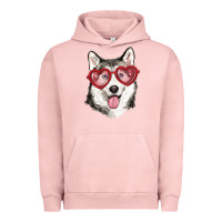 Pigment Salmon husky with love glasses Urban Hoodie - RanaPortraitStore