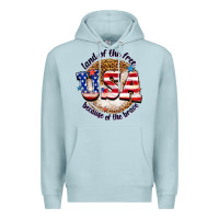 Blue Mist land of the free usa because of the brave billie w Premium Hoodie - texasbilliewilder