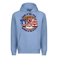 Colony Blue land of the free usa because of the brave billie w Premium Hoodie - texasbilliewilder