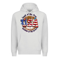 Dove Grey land of the free usa because of the brave billie w Premium Hoodie - texasbilliewilder