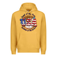Mustard land of the free usa because of the brave billie w Premium Hoodie - texasbilliewilder