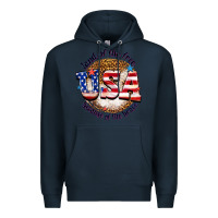 Navy land of the free usa because of the brave billie w Premium Hoodie - texasbilliewilder
