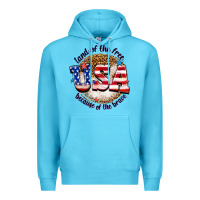 Ocean Blue land of the free usa because of the brave billie w Premium Hoodie - texasbilliewilder