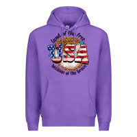 Purple land of the free usa because of the brave billie w Premium Hoodie - texasbilliewilder