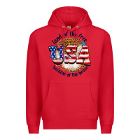 Red land of the free usa because of the brave billie w Premium Hoodie - texasbilliewilder