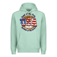 Seafoam land of the free usa because of the brave billie w Premium Hoodie - texasbilliewilder