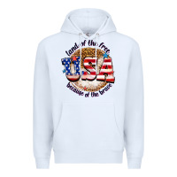 White land of the free usa because of the brave billie w Premium Hoodie - texasbilliewilder