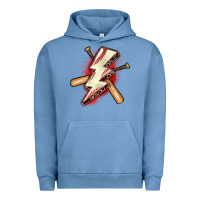 Pigment Pebble Blue baseball lightning bolt Urban Hoodie - Zillion Design Studio