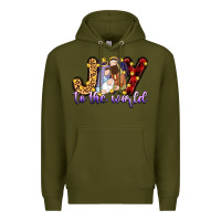 Army Green joy to the world Premium Hoodie - Zillion Design Studio