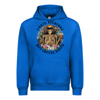 Cobalt I Hate Everyone But Coffee Helps With Flowers Urban Hoodie - RanaPortraitStore