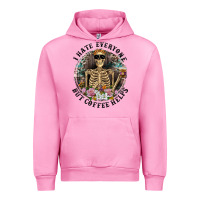 Fuchsia Pink I Hate Everyone But Coffee Helps With Flowers Urban Hoodie - RanaPortraitStore
