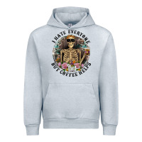 Heather Grey I Hate Everyone But Coffee Helps With Flowers Urban Hoodie - RanaPortraitStore