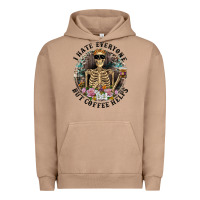 Pigment Burro I Hate Everyone But Coffee Helps With Flowers Urban Hoodie - RanaPortraitStore
