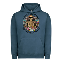 Pigment Midnight Navy I Hate Everyone But Coffee Helps With Flowers Urban Hoodie - RanaPortraitStore