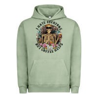 Pigment Oil Green I Hate Everyone But Coffee Helps With Flowers Urban Hoodie - RanaPortraitStore