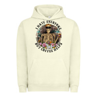 Pigment Pistachio I Hate Everyone But Coffee Helps With Flowers Urban Hoodie - RanaPortraitStore
