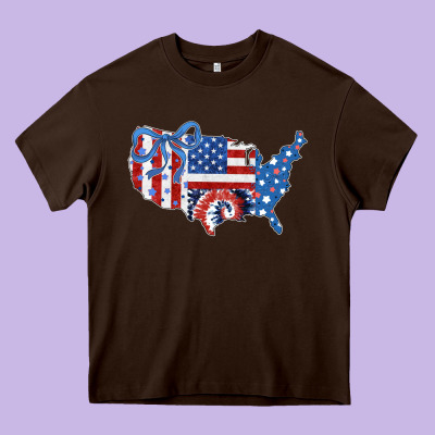 America Map Heavy Core Tee Designed By Cowhidedigitalart