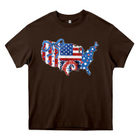 Chocolate Brown America map Heavy Core Tee - CowhideDigitalArt