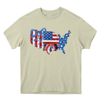 Mossy America map Heavy Core Tee - CowhideDigitalArt