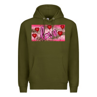 Army Green Valentine's Day Love Balloon Heart Balloons Premium Hoodie - RanaPortraitStore
