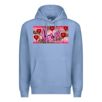 Colony Blue Valentine's Day Love Balloon Heart Balloons Premium Hoodie - RanaPortraitStore
