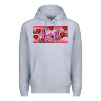 Heather Grey Valentine's Day Love Balloon Heart Balloons Premium Hoodie - RanaPortraitStore