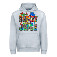 Heather Grey think before you judge autism Urban Hoodie - Zillion Design Studio