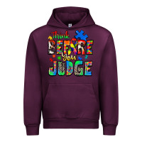 Mauve Wine think before you judge autism Urban Hoodie - Zillion Design Studio