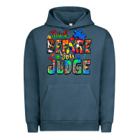 Pigment Midnight Navy think before you judge autism Urban Hoodie - Zillion Design Studio