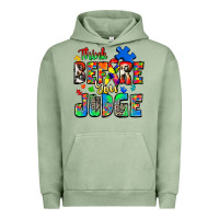 Pigment Oil Green think before you judge autism Urban Hoodie - Zillion Design Studio