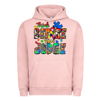 Pigment Salmon think before you judge autism Urban Hoodie - Zillion Design Studio