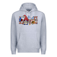 Heather Grey love 4th july with gnome billie wilder Premium Hoodie - texasbilliewilder