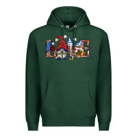 Sports Green love 4th july with gnome billie wilder Premium Hoodie - texasbilliewilder