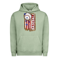 Pigment Oil Green baseball american flag Urban Hoodie - texasbilliewilder