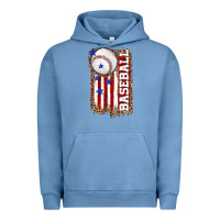 Pigment Pebble Blue baseball american flag Urban Hoodie - texasbilliewilder