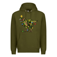 Army Green tree rex christmas Premium Hoodie - Zillion Design Studio