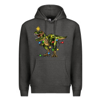 Charcoal Heather tree rex christmas Premium Hoodie - Zillion Design Studio