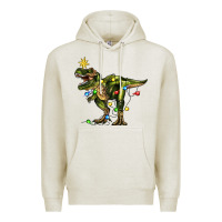 Oatmeal Heather tree rex christmas Premium Hoodie - Zillion Design Studio