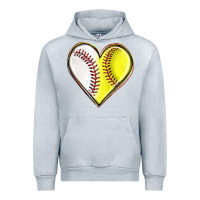 Heather Grey baseball and softball heart Urban Hoodie - texasbilliewilder