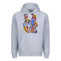 Heather Grey love 4th of july with gnome Premium Hoodie - texasbilliewilder