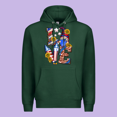 Love 4th Of July With Gnome Premium Hoodie Designed By Texasbilliewilder