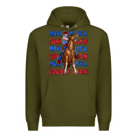 Army Green make america cowboy again Premium Hoodie - texasbilliewilder