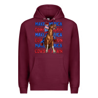 Burgundy make america cowboy again Premium Hoodie - texasbilliewilder