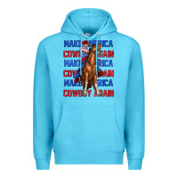 Ocean Blue make america cowboy again Premium Hoodie - texasbilliewilder